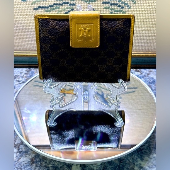 CELINE MACADAM Kiss-lock Wallet Mustard Color - Picture 1 of 10